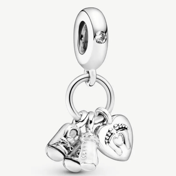 Authentic Pandora Baby Bottle and Shoes Dangle Charm - Picture 1 of 4
